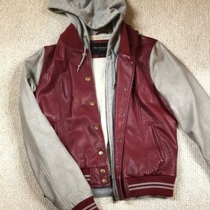 Obey - Hooded color-block bomber, 🔴&🌫 Medium